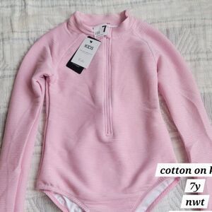 Cotton‎ on kids one piece ls swimsuit Cali pink/sparkle size 7y nwt